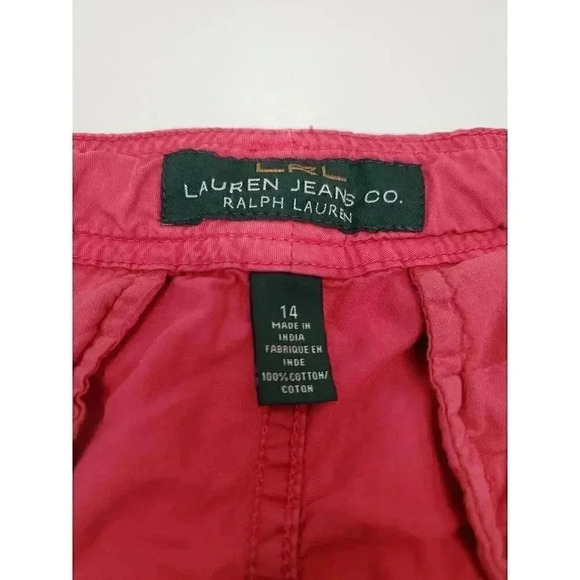 LRL Lauren Jeans Co. Ralph Lauren Red Cotton Flat Front Shorts Women's Size 14 - Picture 2 of 7
